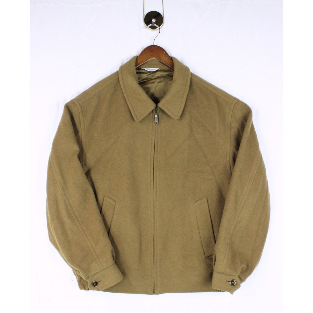 Vintage Tan Harrington Jacket Wool Cashmere Blend Quiet Luxury Minimalist Mens L